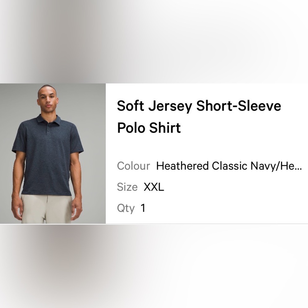 Lululemon Athletica Men's Classic Heathered Polo Shirt Navy XXL